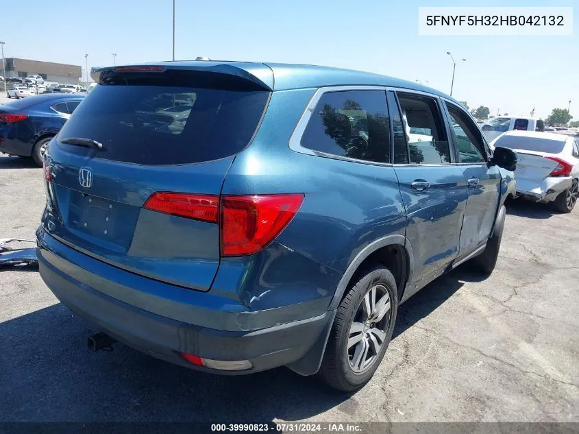 2017 Honda Pilot Ex VIN: 5FNYF5H32HB042132 Lot: 39990823