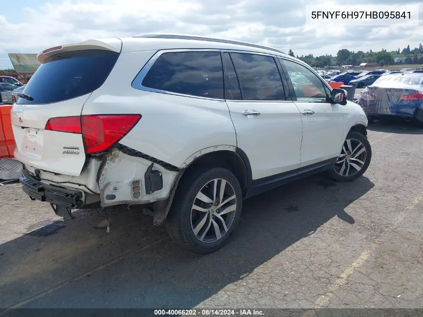 2017 Honda Pilot Touring VIN: 5FNYF6H97HB095841 Lot: 40066202