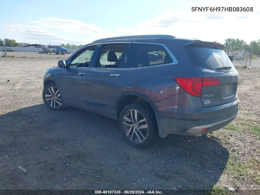 2017 Honda Pilot Touring VIN: 5FNYF6H97HB083608 Lot: 40187335