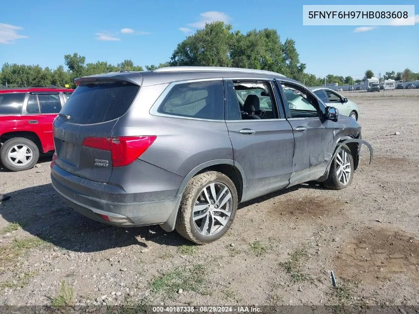 2017 Honda Pilot Touring VIN: 5FNYF6H97HB083608 Lot: 40187335