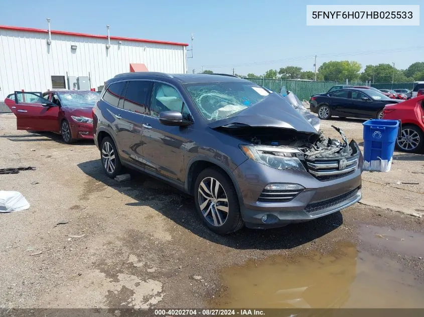 5FNYF6H07HB025533 2017 Honda Pilot Elite