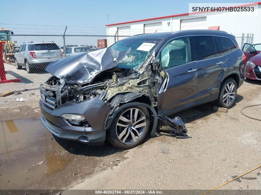 2017 Honda Pilot Elite VIN: 5FNYF6H07HB025533 Lot: 40202704