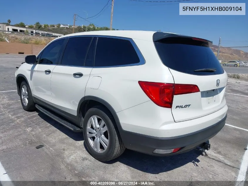 2017 Honda Pilot Lx VIN: 5FNYF5H1XHB009104 Lot: 40209398