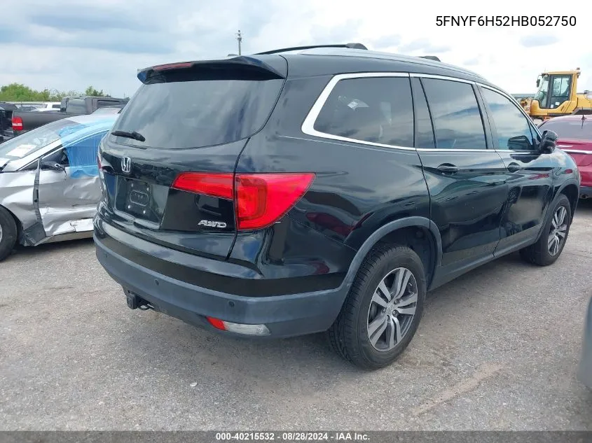 2017 Honda Pilot Ex-L VIN: 5FNYF6H52HB052750 Lot: 40215532