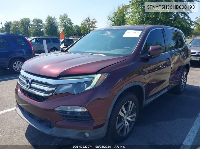 5FNYF5H36HB008193 2017 Honda Pilot Ex