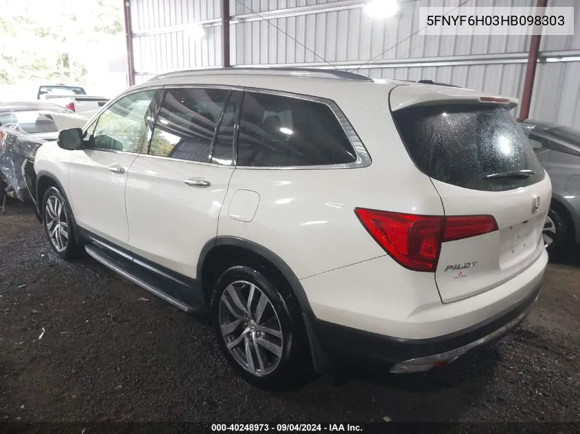 5FNYF6H03HB098303 2017 Honda Pilot Elite