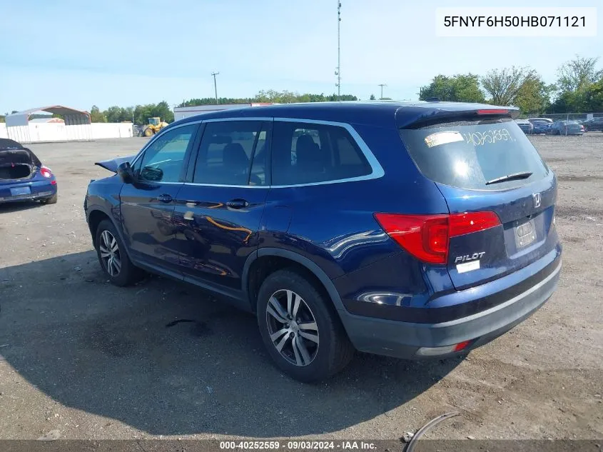 2017 Honda Pilot Ex-L VIN: 5FNYF6H50HB071121 Lot: 40252559