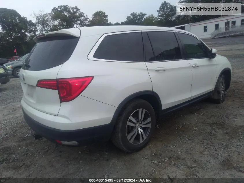 2017 Honda Pilot Ex-L VIN: 5FNYF5H55HB032874 Lot: 40315495