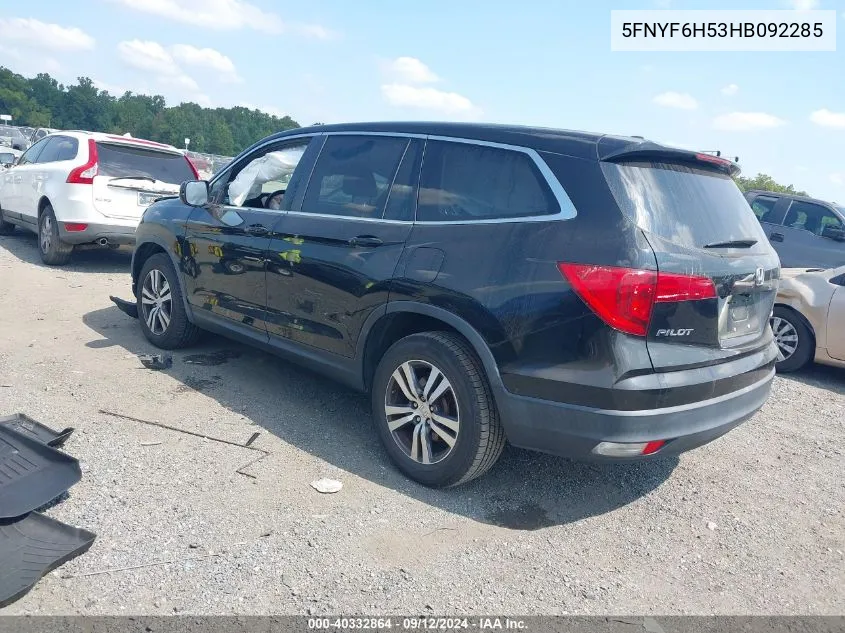 2017 Honda Pilot Ex-L VIN: 5FNYF6H53HB092285 Lot: 40332864