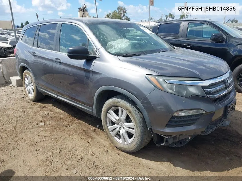 2017 Honda Pilot Lx VIN: 5FNYF5H15HB014856 Lot: 40336652