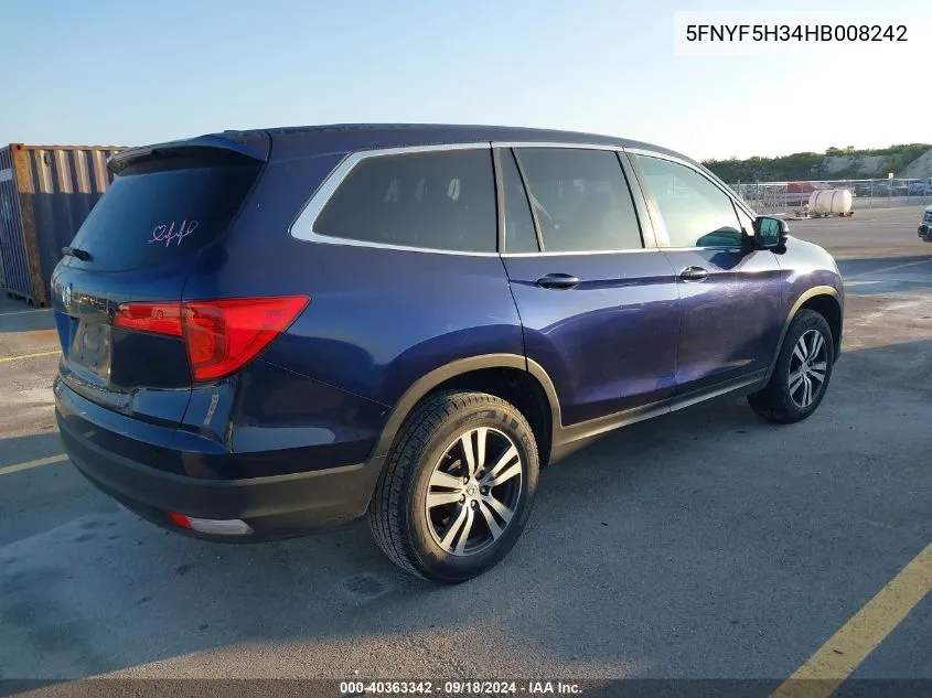 5FNYF5H34HB008242 2017 Honda Pilot Ex