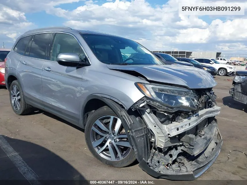 2017 Honda Pilot Elite VIN: 5FNYF6H03HB091299 Lot: 40367447