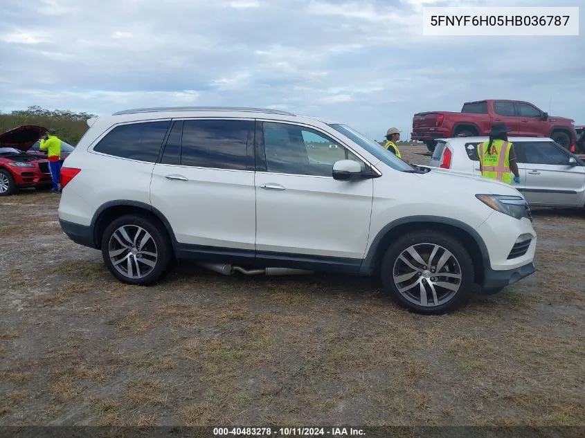 2017 Honda Pilot Elite VIN: 5FNYF6H05HB036787 Lot: 40483278