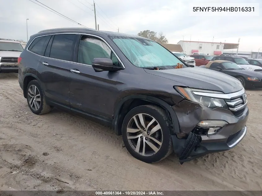 2017 Honda Pilot Touring VIN: 5FNYF5H94HB016331 Lot: 40561364