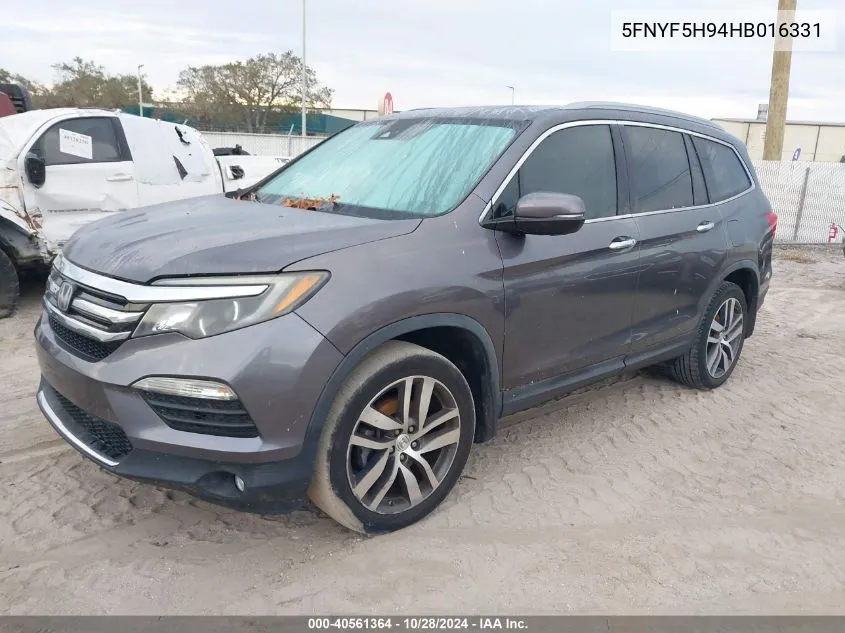 2017 Honda Pilot Touring VIN: 5FNYF5H94HB016331 Lot: 40561364