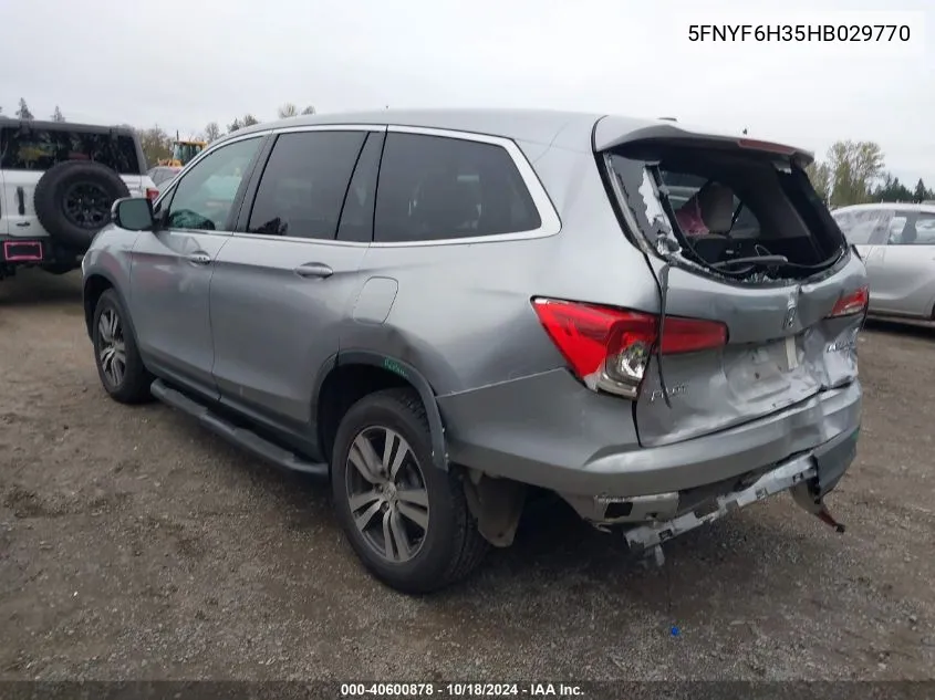 2017 Honda Pilot Ex VIN: 5FNYF6H35HB029770 Lot: 40600878