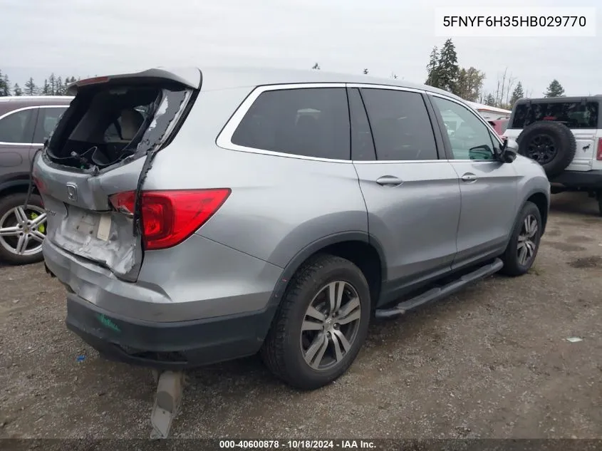 2017 Honda Pilot Ex VIN: 5FNYF6H35HB029770 Lot: 40600878