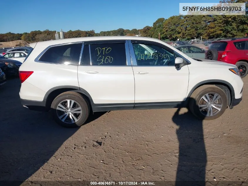 2017 Honda Pilot Ex-L VIN: 5FNYF6H85HB099703 Lot: 40636571