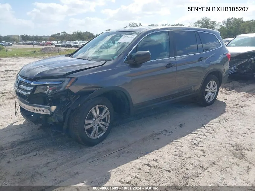 2017 Honda Pilot Lx VIN: 5FNYF6H1XHB105207 Lot: 40681609