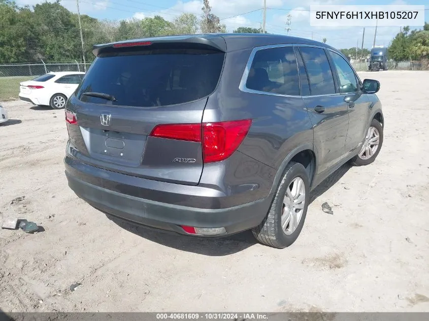 2017 Honda Pilot Lx VIN: 5FNYF6H1XHB105207 Lot: 40681609