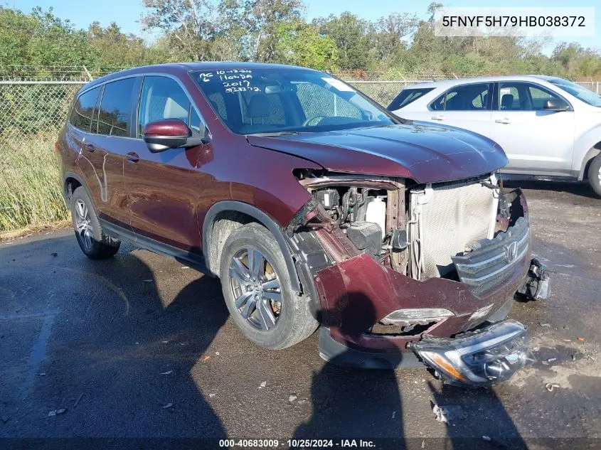 2017 Honda Pilot Ex-L VIN: 5FNYF5H79HB038372 Lot: 40683009