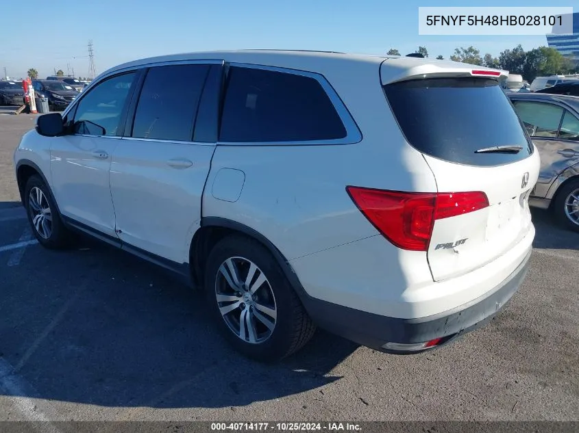 2017 Honda Pilot Ex VIN: 5FNYF5H48HB028101 Lot: 40714177