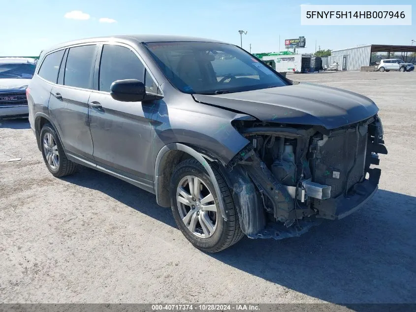 2017 Honda Pilot Lx VIN: 5FNYF5H14HB007946 Lot: 40717374