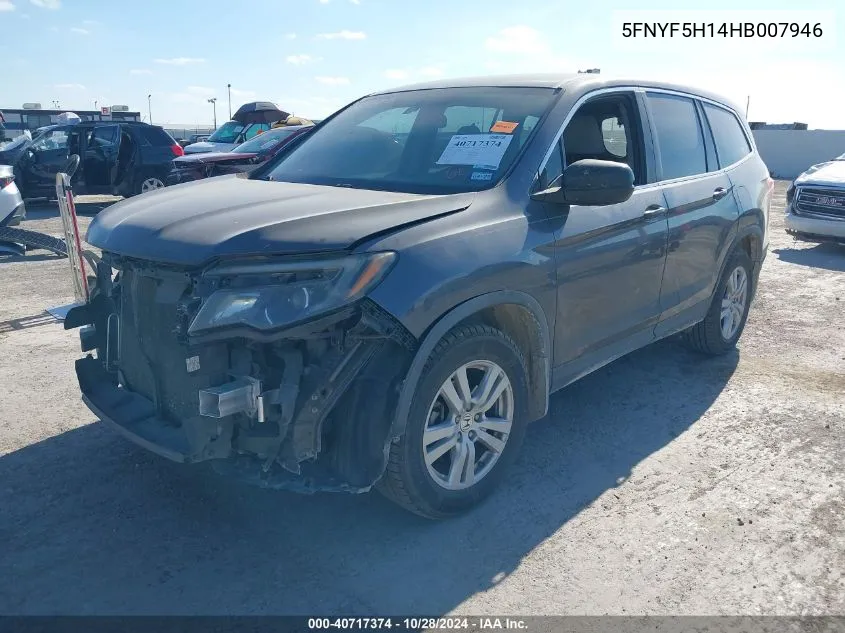 2017 Honda Pilot Lx VIN: 5FNYF5H14HB007946 Lot: 40717374