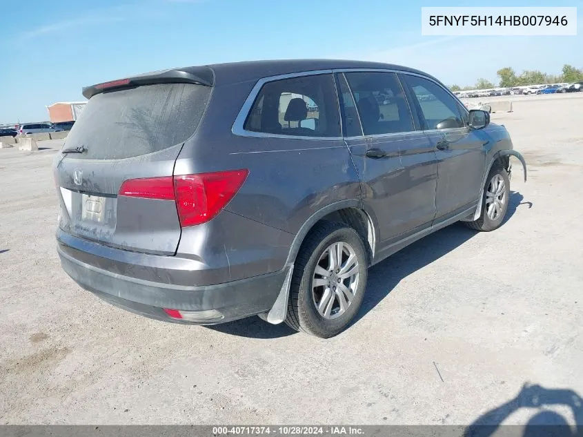 2017 Honda Pilot Lx VIN: 5FNYF5H14HB007946 Lot: 40717374