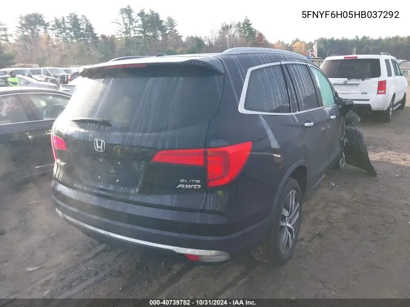 5FNYF6H05HB037292 2017 Honda Pilot Elite