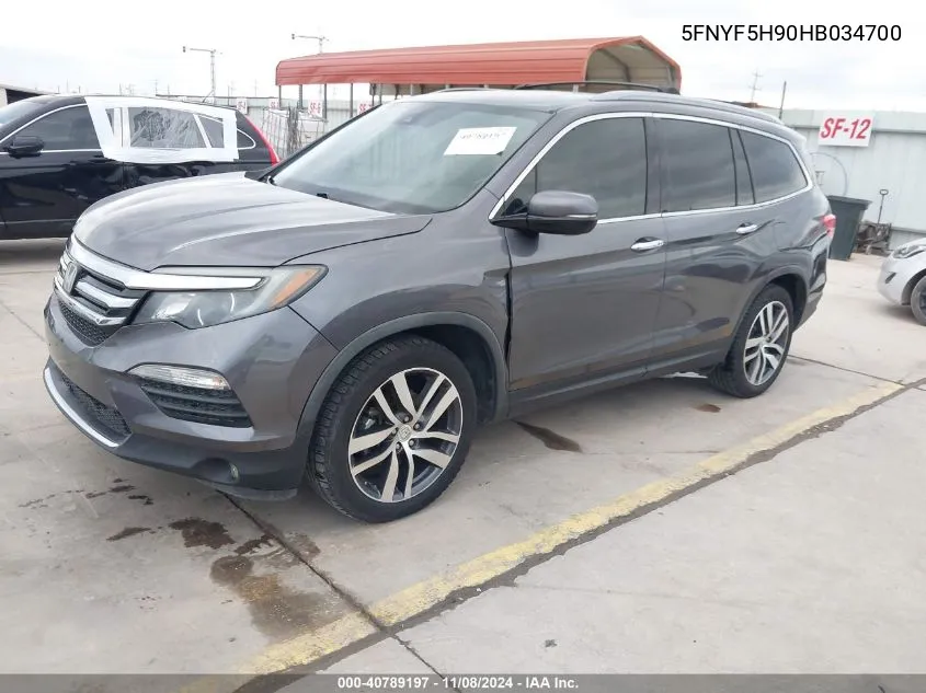 2017 Honda Pilot Touring VIN: 5FNYF5H90HB034700 Lot: 40789197