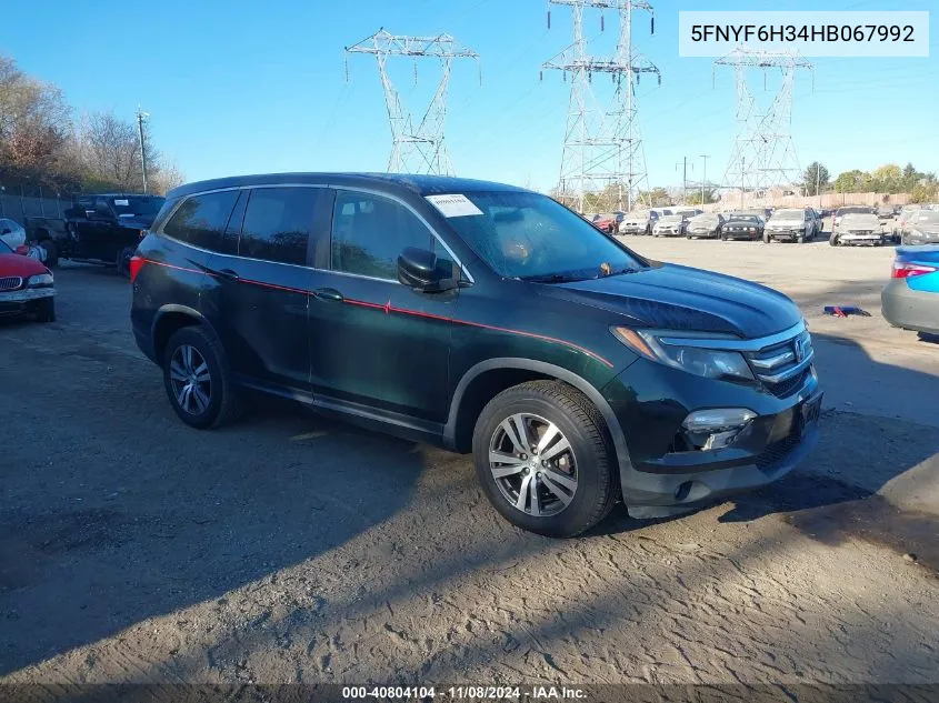 2017 Honda Pilot Ex VIN: 5FNYF6H34HB067992 Lot: 40804104