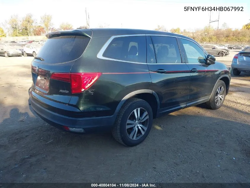 2017 Honda Pilot Ex VIN: 5FNYF6H34HB067992 Lot: 40804104