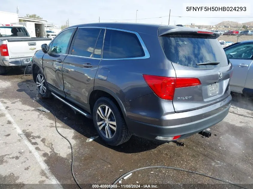 5FNYF5H50HB024293 2017 Honda Pilot Ex-L