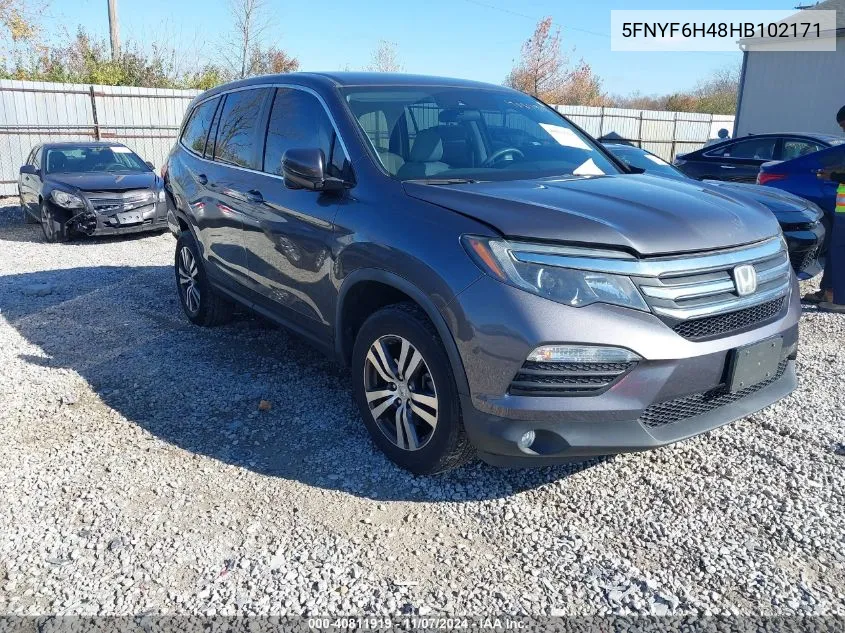 2017 Honda Pilot Ex VIN: 5FNYF6H48HB102171 Lot: 40811919