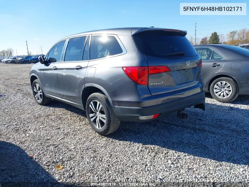 2017 Honda Pilot Ex VIN: 5FNYF6H48HB102171 Lot: 40811919