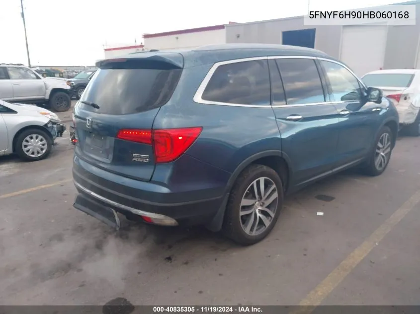 2017 Honda Pilot Touring VIN: 5FNYF6H90HB060168 Lot: 40835305