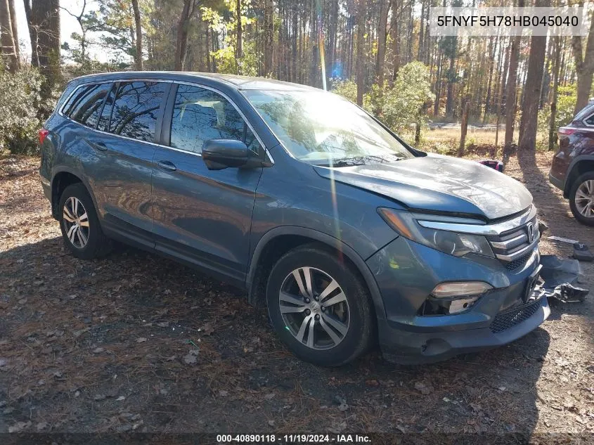 2017 Honda Pilot Ex-L VIN: 5FNYF5H78HB045040 Lot: 40890118