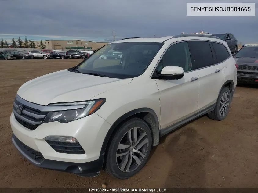 2018 Honda Pilot VIN: 5FNYF6H93JB504665 Lot: 12135829