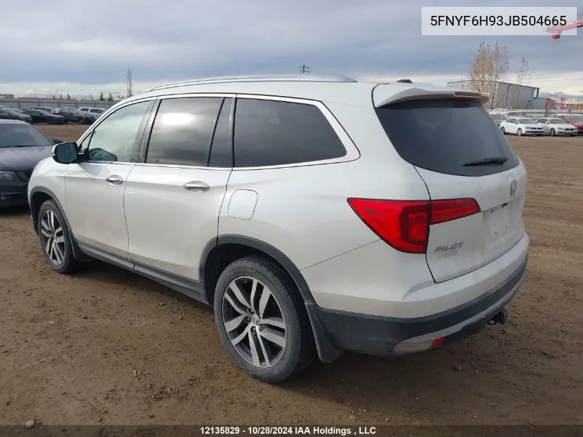 2018 Honda Pilot VIN: 5FNYF6H93JB504665 Lot: 12135829