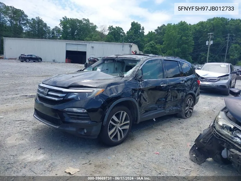 2018 Honda Pilot Touring VIN: 5FNYF5H97JB012733 Lot: 39669731