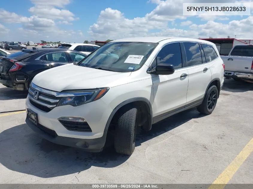 2018 Honda Pilot Lx VIN: 5FNYF5H13JB028633 Lot: 39730589