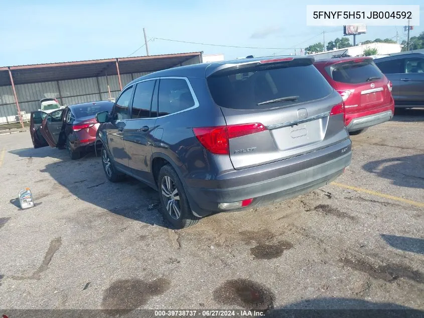 2018 Honda Pilot Ex-L VIN: 5FNYF5H51JB004592 Lot: 39738737