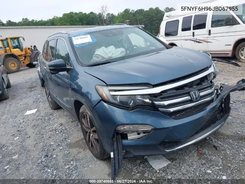 2018 Honda Pilot Touring VIN: 5FNYF6H96JB067955 Lot: 39740685