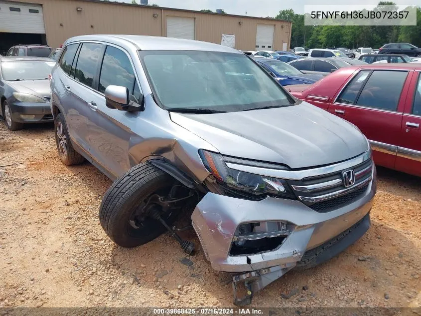 2018 Honda Pilot Ex VIN: 5FNYF6H36JB072357 Lot: 39868425