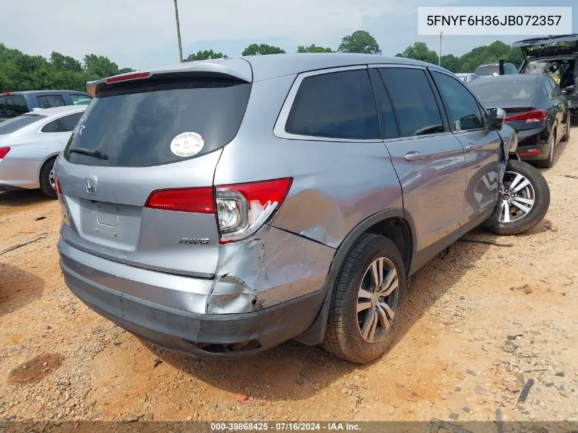 2018 Honda Pilot Ex VIN: 5FNYF6H36JB072357 Lot: 39868425