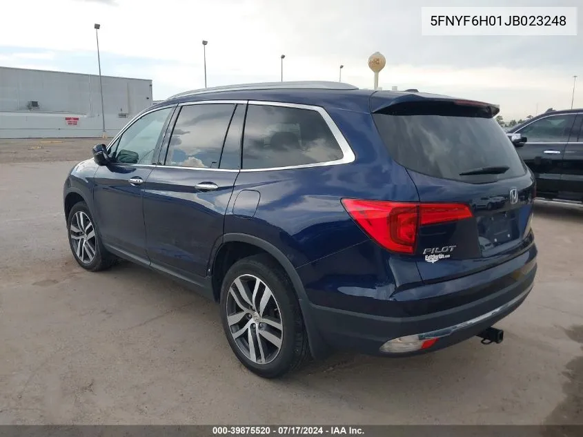 2018 Honda Pilot Elite VIN: 5FNYF6H01JB023248 Lot: 39875520