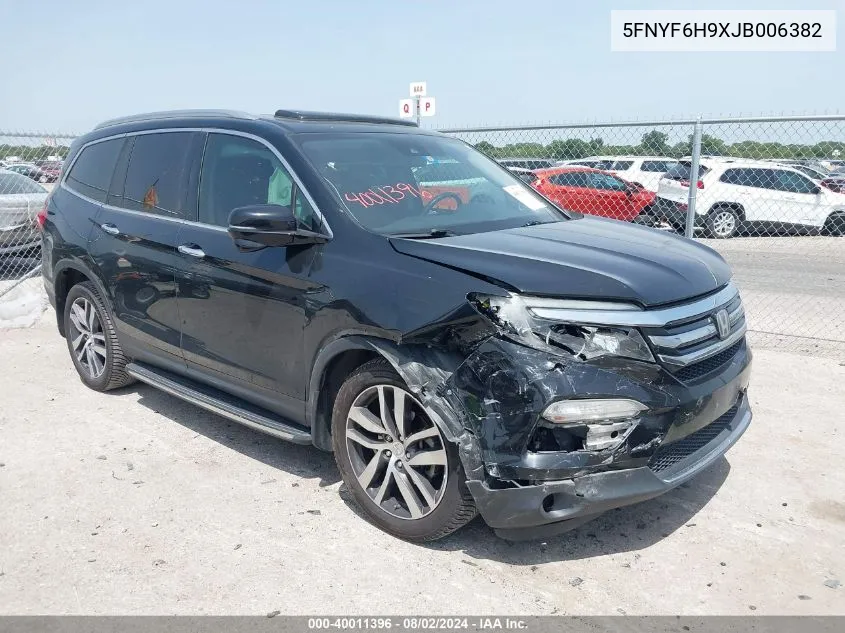 2018 Honda Pilot Touring VIN: 5FNYF6H9XJB006382 Lot: 40011396