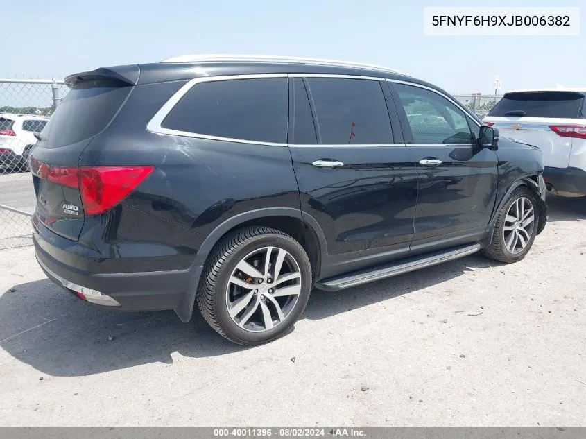 2018 Honda Pilot Touring VIN: 5FNYF6H9XJB006382 Lot: 40011396