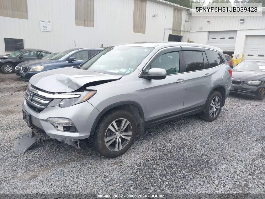 2018 Honda Pilot Ex-L VIN: 5FNYF6H51JB039428 Lot: 40039652